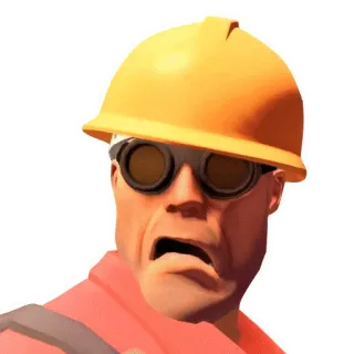 😦 Engineer Team Fortress 2 engenheiro, team fortress 2, tf2, video game, personagem, construção, amarelo telegram sticker