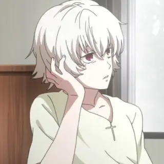 😒 Nezumi No. 6 动漫, 尼兹米, 未来都市No.6, 白发, 角色, 卡通 telegram sticker