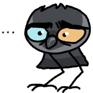 😟 ... uccello, triste, cartone animato, carino, adesivo, emoji telegram sticker