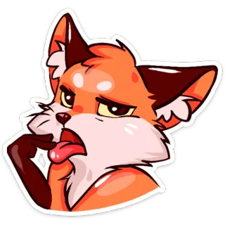 🤢 лиса, животное, мультфильм, лижет, язык whatsapp sticker
