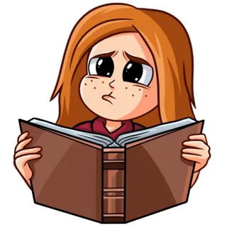🤔 reading, book, girl, cartoon, studying telegram sticker