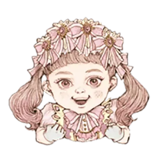 😆 人形, 可愛い, ピンク, ヴィンテージ, リボン, ポートレート telegram sticker