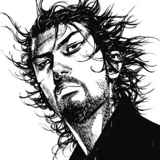 🖤 Miyamoto Musashi Vagabond Samurai, Krieger, Schwert, Manga, Vagabond, Historisch, Kampf telegram sticker