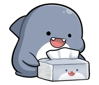😃 shark, cute, tissue, cartoon, kawaii, adorable telegram sticker
