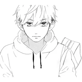 😐 anime, manga, boy, hoodie, drawing, sketch, portrait, youth telegram sticker
