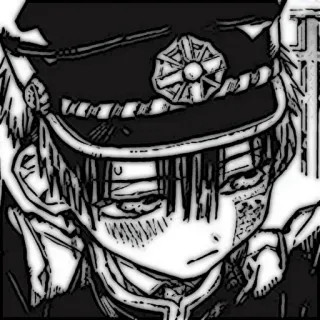 🔭 Hanako-kun Toilet-bound Hanako-kun Anime, Manga, Hanako-kun, Toilet-bound, Uniforme scolaire, Fantôme, Noir et blanc telegram sticker