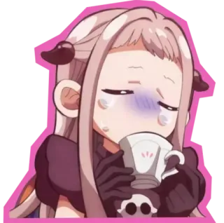 😍 Nene Yashiro Toilet-bound Hanako-kun anime, nene yashiro, kawaii, chibi, drinking, cute, toilet-bound hanako-kun whatsapp sticker