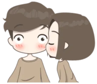 😳 pareja, beso, amor, dibujos animados, romance telegram sticker