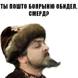 😡 ТЫ ПОШТО БОЯРЫНЮ ОБИДЕЛ, СМЕРД? storico, russo, zar, bojaro, insulto telegram sticker