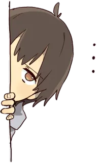 👁️ Anime, Kreskówka, Naklejka, Postać, Chibi, Zaglądanie telegram sticker