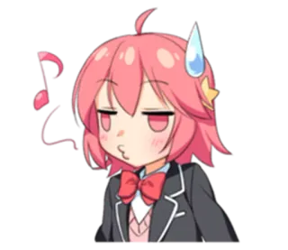 😗 anime, chibi, cute, pink hair, kawaii, musical notes telegram sticker