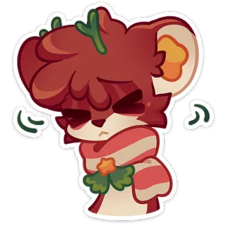 😔 dier, cartoon, schattig, kawaii, sjaal, winter, feestdag telegram sticker