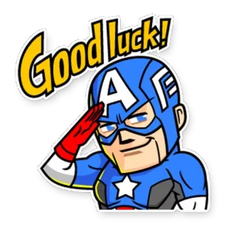 🍀 Captain America Good luck! Captain America, Marvel, Superhero, Semoga Beruntung, Hormat telegram sticker