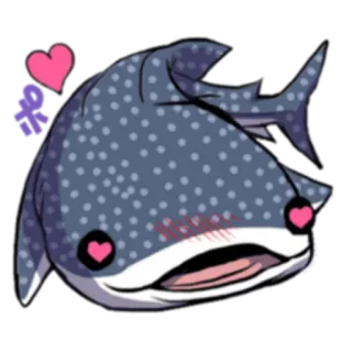 😍 tiburón, lindo, corazones, animal, dibujos animados, océano telegram sticker