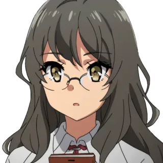 😯 动漫女孩, 眼镜, 棕发, 可爱, 卡通 telegram sticker