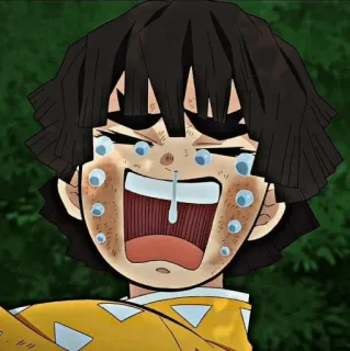 👺 Zenitsu Agatsuma Demon Slayer 애니메이션, 울음, 귀멸의 칼날, 젠이츠, 감정적인, 캐릭터 telegram sticker