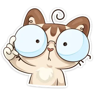 😳 kucing, kacamata, berpikir, imut, stiker telegram sticker