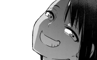 😁 Anime, Manga, Cara, Sonrisa burlona, Blanco y negro, Expresión telegram sticker