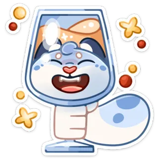 ☺️ การ์ตูน, สัตว์, เครื่องดื่ม, มีความสุข, น่ารัก, สุนัขจิ้งจอก whatsapp sticker