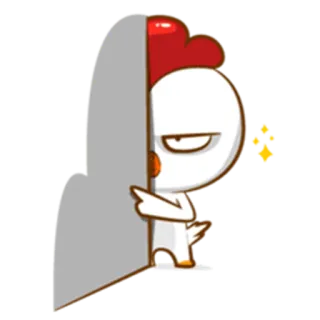😒 pollo, cartone animato, animale, carino, personaggio, adesivo whatsapp sticker