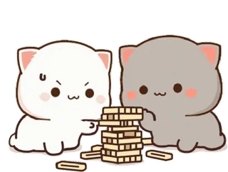 🥲 Katzen, süß, Tiere, Spiel, Turm, Blöcke, Jenga telegram sticker