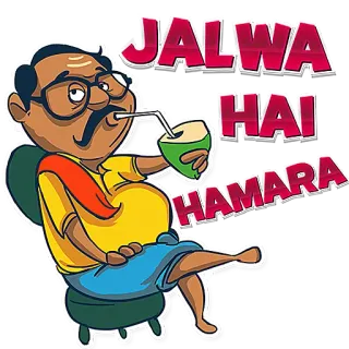 🤩 JALWA HAI HAMARA indiano, personagem, bebendo, coco, óculos, desenho animado telegram sticker