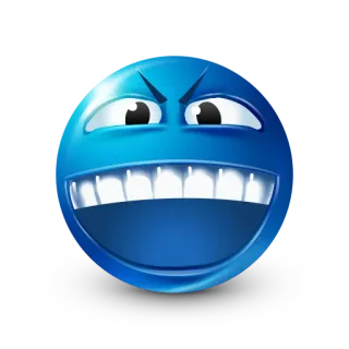 😁 Emoji, Azul, Enojado, Malvado, Cara, Dibujos animados whatsapp sticker