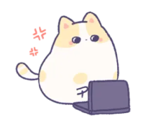 😡 猫, 笔记本电脑, 卡通, 可爱, 动物, 卡哇伊 whatsapp sticker