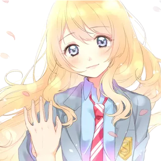🖐 Anime, ragazza, uniforme scolastica, capelli biondi, kawaii, carina telegram sticker