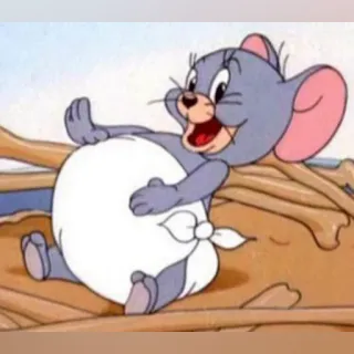 😾 Nibbles Tom and Jerry мультфильм, мышь, милый, грызёт, голодный, кости telegram sticker