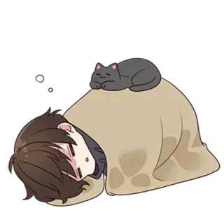 🥱 assonnato, gatto, coperta, anime, carino, dormire telegram sticker