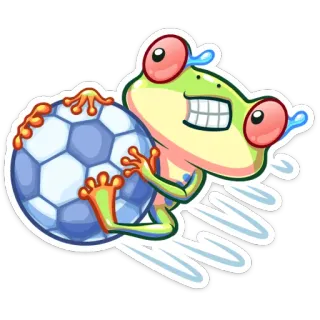 ⚽️ rana, calcio, palla, animale, cartone animato, sport telegram sticker