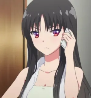 ✖️ Anime, Fille, Téléphone portable, Sérieux/Sérieuse, Personnage, Illustration whatsapp sticker