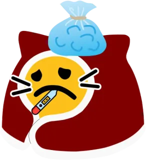 🤒 krank, ill, emoji, thermometer, kühlpack, traurig telegram sticker