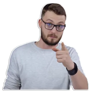 👈 Mann, Brille, zeigend, lässig, Person whatsapp sticker