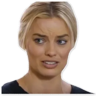 😖 Margot Robbie célébrité, actrice, blonde, portrait, expression whatsapp sticker