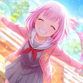 ☺️ anime, girl, smile, pink hair, happy, cute whatsapp sticker