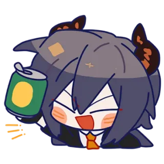 🍺 Anime, Uống rượu, Dễ thương, Vui vẻ, Lon telegram sticker