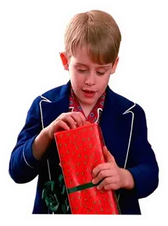 🎁 Kevin McCallister Home Alone Natal, Filme, Presente, Criança, Esqueceram de Mim, Macaulay Culkin whatsapp sticker