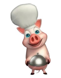 🐷 หมู, เชฟ, ทำอาหาร, อาหาร, น่ารัก, การ์ตูน, สัตว์ telegram sticker