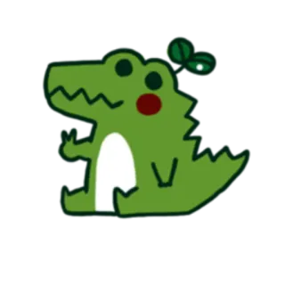 ✌ cá sấu, cá sấu mõm ngắn, dễ thương, động vật, xanh lá cây, hoạt hình telegram sticker