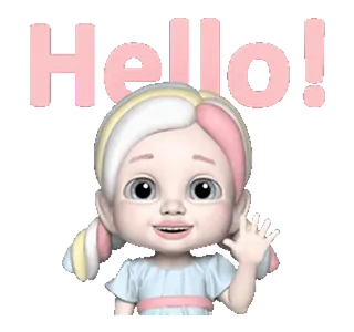 👋 Hello! приветствие, привет, девушка, мультфильм, милый, машет whatsapp sticker