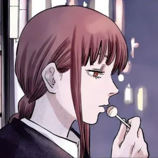 🍒 Makima Chainsaw Man Anime, Makima, Chainsaw Man, Lutscher, Weiblich, Cartoon telegram sticker