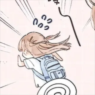 🍓 애니메이션, 소녀, 가방, 만화, 달리기 telegram sticker