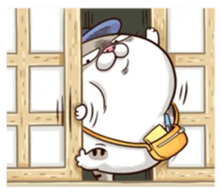 ✉️ Katze, Cartoon, Tier, Aufkleber, Postbote, Tür whatsapp sticker