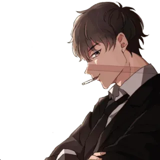 🚸 อนิเมะ, บุหรี่, สูท, ผู้ชาย, ตัวละคร, สูบบุหรี่ telegram sticker