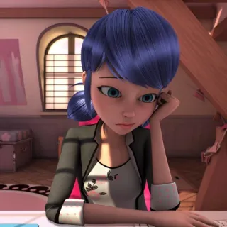🐞 Marinette Dupain-Cheng Miraculous Ladybug Cartoon, Mädchen, Anime, Marienkäfer, Marinette, Traurig telegram sticker