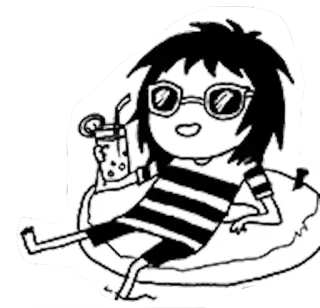 👙 Kartun, Musim panas, Kolam renang, Minuman, Kacamata hitam, Santai telegram sticker