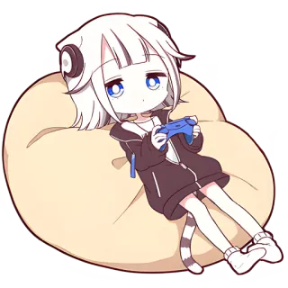 🤪 Anime, Chibi, Dễ thương, Mèo, Game thủ, Ghế lười, Thư giãn telegram sticker
