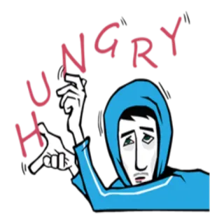 😩 HUNGRY hungry, food, cartoon, illustration, sad, man telegram sticker